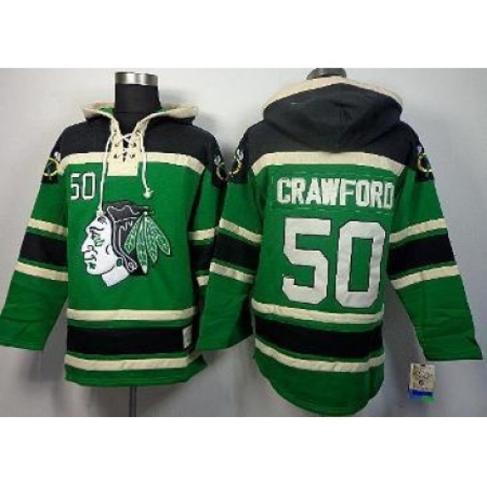 Chicago Blackhawks 50 Corey Crawford Green Lace-Up Hoodies Chicago Blackhawks 50 Corey Crawford Green Lace-Up Hoodies