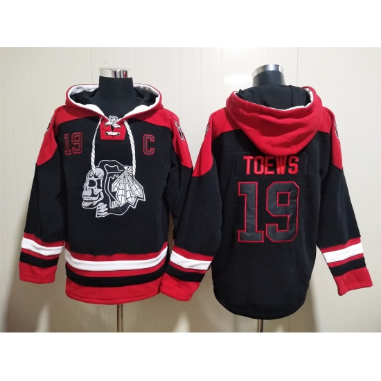 Men Chicago Blackhawks Jonathan Toews 19 Black Stitched NHL Hoodie Men Chicago Blackhawks Jonathan Toews 19 Black Stitched NHL Hoodie