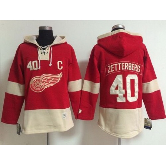 Detroit Red Wings 40 Henrik Zetterberg Red Women Old Time Lacer NHL Hoodie Detroit Red Wings 40 Henrik Zetterberg Red Women Old Time Lacer NHL Hoodie