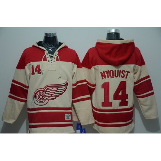 Men Detroit Red Wings 14 Gustav Nyquist Cream Sawyer Hooded Sweatshirt Stitched NHL Jersey Men Detroit Red Wings 14 Gustav Nyquist Cream Sawyer Hooded Sweatshirt Stitched NHL Jersey
