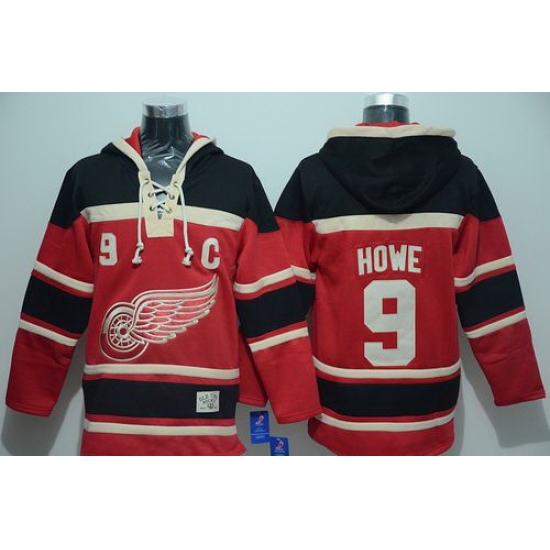 Men Detroit Red Wings 9 Gordie Howe Red Sawyer Hooded Sweatshirt Stitched NHL Jersey Men Detroit Red Wings 9 Gordie Howe Red Sawyer Hooded Sweatshirt Stitched NHL Jersey