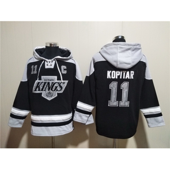 Men Los Angeles Kings 11 Anze Kopitar Black Ageless Must Have Lace Up Pullover Hoodie Men Los Angeles Kings 11 Anze Kopitar Black Ageless Must Have Lace Up Pullover Hoodie
