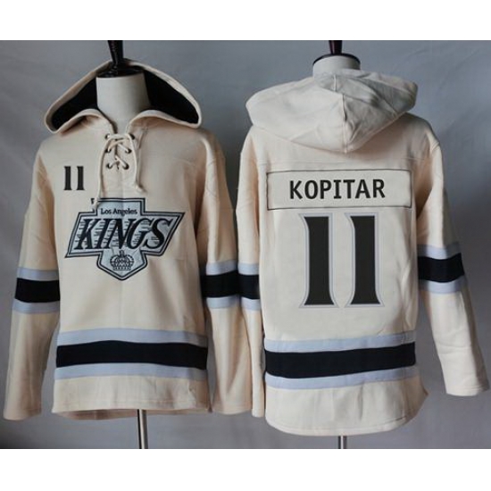 Men Los Angeles Kings 11 Anze Kopitar Cream Sawyer Hooded Sweatshirt Stitched NHL Jersey Men Los Angeles Kings 11 Anze Kopitar Cream Sawyer Hooded Sweatshirt Stitched NHL Jersey