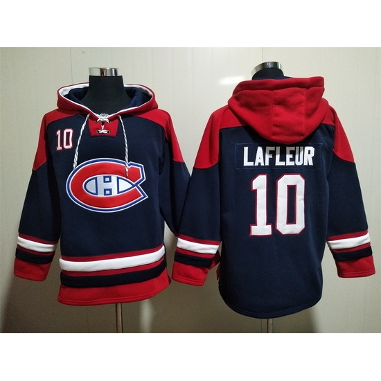 Men Montreal Canadiens #10 Guy Lafleur Navy Ageless Must-Have Lace-Up Pullover Hoodie Men Montreal Canadiens #10 Guy Lafleur Navy Ageless Must-Have Lace-Up Pullover Hoodie