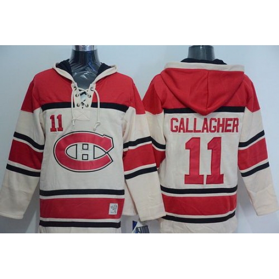 Men Montreal Canadiens 11 Brendan Gallagher Cream Sawyer Hooded Sweatshirt Stitched NHL Jersey Men Montreal Canadiens 11 Brendan Gallagher Cream Sawyer Hooded Sweatshirt Stitched NHL Jersey