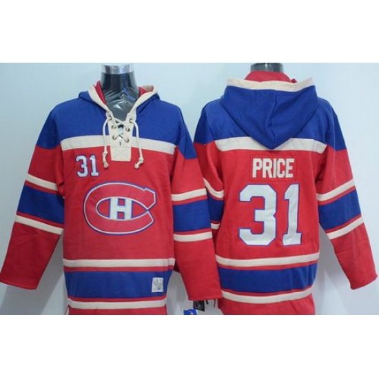 Men Montreal Canadiens 31 Carey Price Red Sawyer Hooded Sweatshirt Stitched NHL Jersey Men Montreal Canadiens 31 Carey Price Red Sawyer Hooded Sweatshirt Stitched NHL Jersey