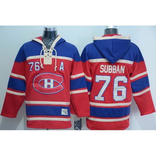 Men Montreal Canadiens 76 P K Subban Red Sawyer Hooded Sweatshirt Stitched NHL Jersey Men Montreal Canadiens 76 P K Subban Red Sawyer Hooded Sweatshirt Stitched NHL Jersey