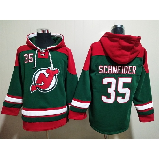 Men New Jersey Devils 35 Corey Schneider Green Stitched Hoody Men New Jersey Devils 35 Corey Schneider Green Stitched Hoody