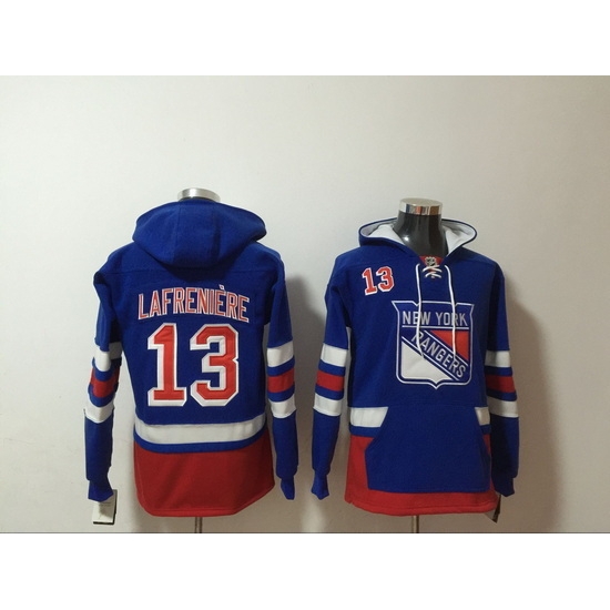 Men New York Rangers Alexis Lafrenière 13 Blue Stitched NHL Hoodie II