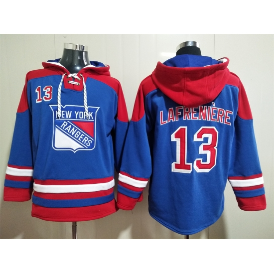 Men New York Rangers Alexis Lafrenière 13 Blue Stitched NHL Hoodie Men New York Rangers Alexis Lafrenière 13 Blue Stitched NHL Hoodie