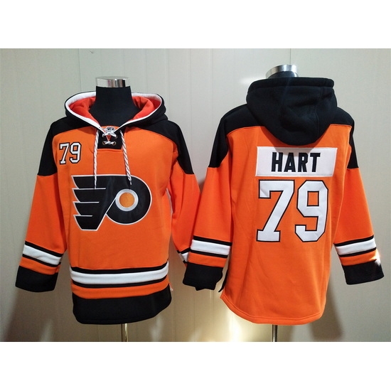 Men's Philadelphia Flyers #79 Carter Hart Orange Ageless Must-Have Lace-Up Pullover Hoodie Men's Philadelphia Flyers #79 Carter Hart Orange Ageless Must-Have Lace-Up Pullover Hoodie