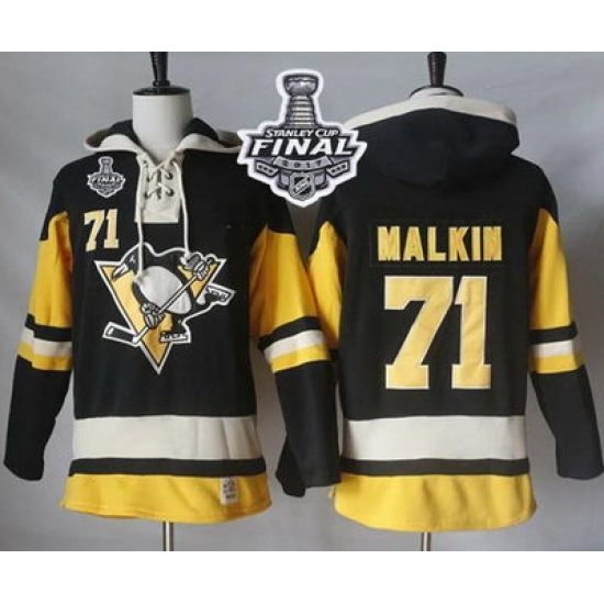 Men Pittsburgh Penguins 71 Evgeni Malkin Black Alternate Sawyer Hooded Sweatshirt 2017 Stanley Cup Final Patch Stitched NHL Jersey Men Pittsburgh Penguins 71 Evgeni Malkin Black Alternate Sawyer Hooded Sweatshirt 2017 Stanley Cup Final Patch Stitched NHL Jersey