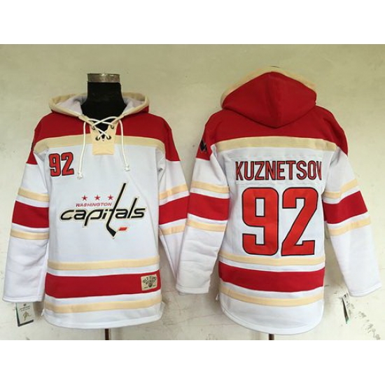 Men Washington Capitals 92 Evgeny Kuznetsov White Sawyer Hooded Sweatshirt Stitched NHL Jersey Men Washington Capitals 92 Evgeny Kuznetsov White Sawyer Hooded Sweatshirt Stitched NHL Jersey