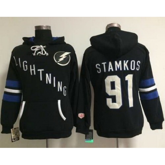 Tampa Bay Lightning 91 Steven Stamkos Black Women Old Time Heidi NHL Hoodie Tampa Bay Lightning 91 Steven Stamkos Black Women Old Time Heidi NHL Hoodie