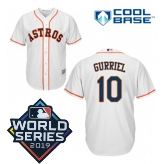 Mens Majestic Houston Astros 10 Yuli Gurriel Replica White Home Cool Base Sitched 2019 World Series Patch jersey Mens Majestic Houston Astros 10 Yuli Gurriel Replica White Home Cool Base Sitched 2019 World Series Patch jersey