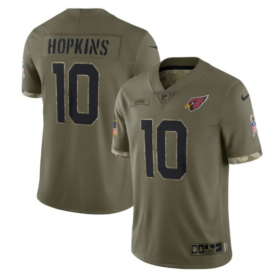 Men Arizona Cardinals 10 DeAndre Hopkins Olive 2022 Salute To Service Limited Stitched Jersey Men Arizona Cardinals 10 DeAndre Hopkins Olive 2022 Salute To Service Limited Stitched Jersey
