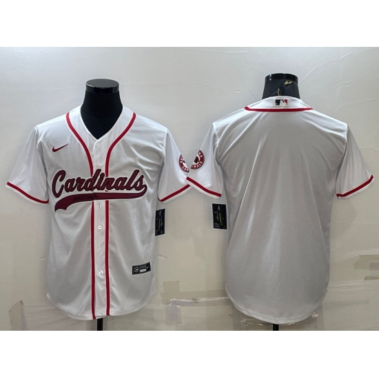 Men Arizona Cardinals Blank White With Patch Cool Base Stitched Baseball Jersey Men Arizona Cardinals Blank White With Patch Cool Base Stitched Baseball Jersey