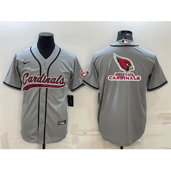 Men Arizona Cardinals Grey Team Big Logo With Patch Cool Base Stitched Baseball Jersey Men Arizona Cardinals Grey Team Big Logo With Patch Cool Base Stitched Baseball Jersey