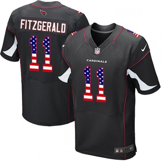 Men Nike Arizona Cardinals 11 Larry Fitzgerald Elite Black Alternate USA Flag Fashion NFL Jersey Men Nike Arizona Cardinals 11 Larry Fitzgerald Elite Black Alternate USA Flag Fashion NFL Jersey