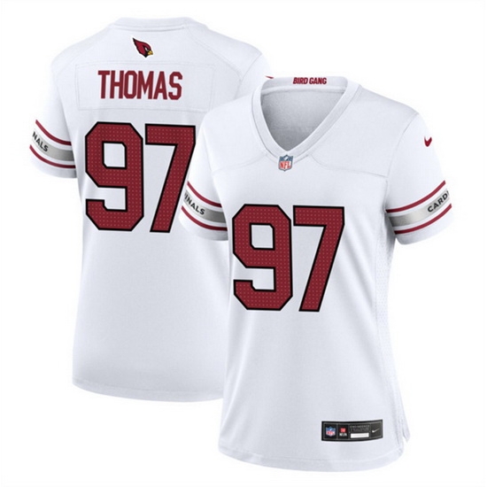 Women Arizona Cardinals 97 Cameron Thomas White 2023 Stitched Jersey Run Small Women Arizona Cardinals 97 Cameron Thomas White 2023 Stitched Jersey Run Small