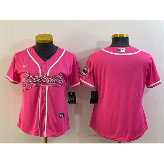 Women Arizona Cardinals Blank Pink With Patch Cool Base Stitched Baseball Jersey Women Arizona Cardinals Blank Pink With Patch Cool Base Stitched Baseball Jersey