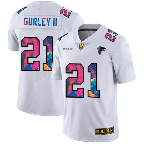 Atlanta Falcons 21 Todd Gurley II Men White Nike Multi Color 2020 NFL Crucial Catch Limited NFL Jersey Atlanta Falcons 21 Todd Gurley II Men White Nike Multi Color 2020 NFL Crucial Catch Limited NFL Jersey