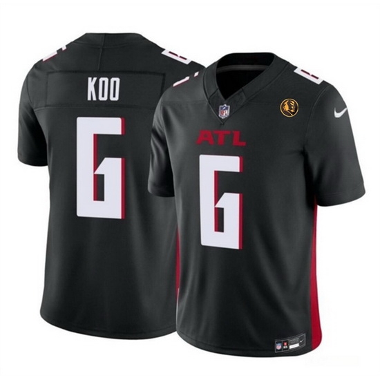 Men Atlanta Falcons 6 Younghoe Koo Black 2023 F U S E With John Madden Patch Vapor Limited Stitched Football Jersey Men Atlanta Falcons 6 Younghoe Koo Black 2023 F U S E With John Madden Patch Vapor Limited Stitched Football Jersey
