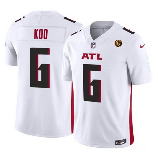 Men Atlanta Falcons 6 Younghoe Koo White 2023 F U S E With John Madden Patch Vapor Limited Stitched Football Jersey Men Atlanta Falcons 6 Younghoe Koo White 2023 F U S E With John Madden Patch Vapor Limited Stitched Football Jersey