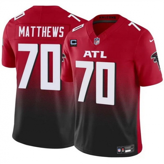 Men Atlanta Falcons 70 Jake Matthews Red Black 2024 F U S E With 4 Star C Patch Vapor Untouchable Limited Stitched Football Jersey Men Atlanta Falcons 70 Jake Matthews Red Black 2024 F U S E With 4 Star C Patch Vapor Untouchable Limited Stitched Football Jersey
