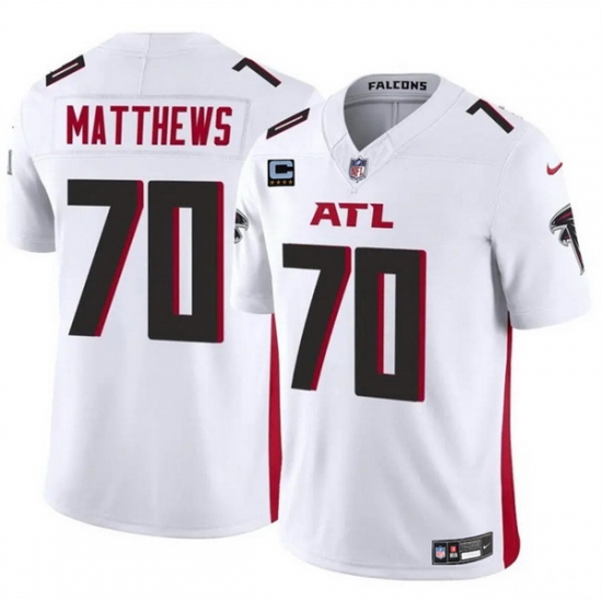 Men Atlanta Falcons 70 Jake Matthews White 2024 F U S E With 4 Star C Patch Vapor Untouchable Limited Stitched Football Jersey Men Atlanta Falcons 70 Jake Matthews White 2024 F U S E With 4 Star C Patch Vapor Untouchable Limited Stitched Football Jersey