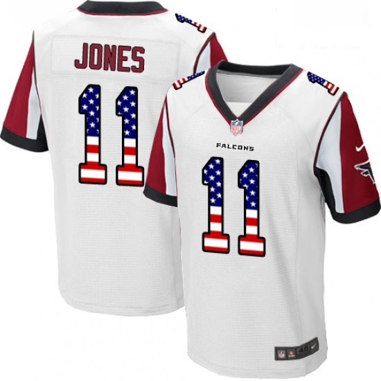 Men Nike Atlanta Falcons 11 Julio Jones Elite White Road USA Flag Fashion NFL Jersey Men Nike Atlanta Falcons 11 Julio Jones Elite White Road USA Flag Fashion NFL Jersey