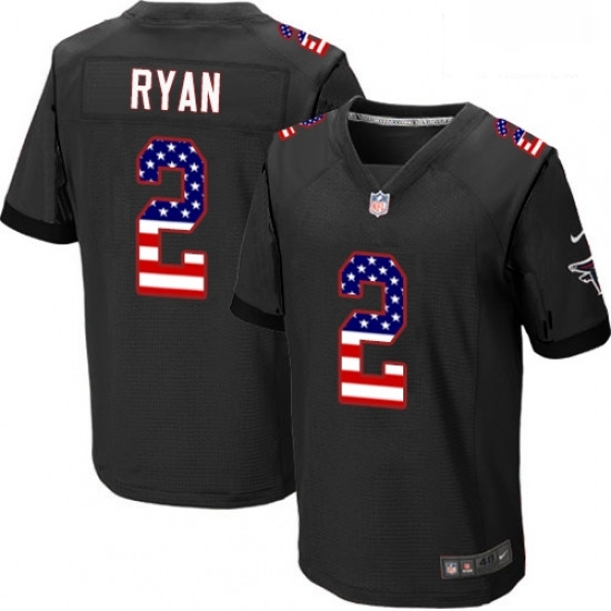 Men Nike Atlanta Falcons 2 Matt Ryan Elite Black Alternate USA Flag Fashion NFL Jersey Men Nike Atlanta Falcons 2 Matt Ryan Elite Black Alternate USA Flag Fashion NFL Jersey