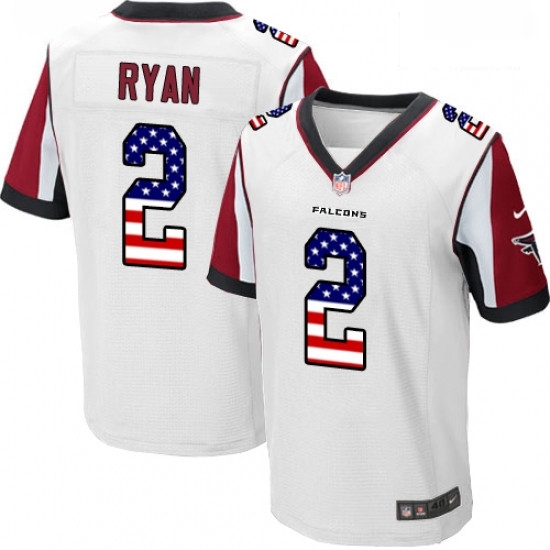 Men Nike Atlanta Falcons 2 Matt Ryan Elite White Road USA Flag Fashion NFL Jersey Men Nike Atlanta Falcons 2 Matt Ryan Elite White Road USA Flag Fashion NFL Jersey