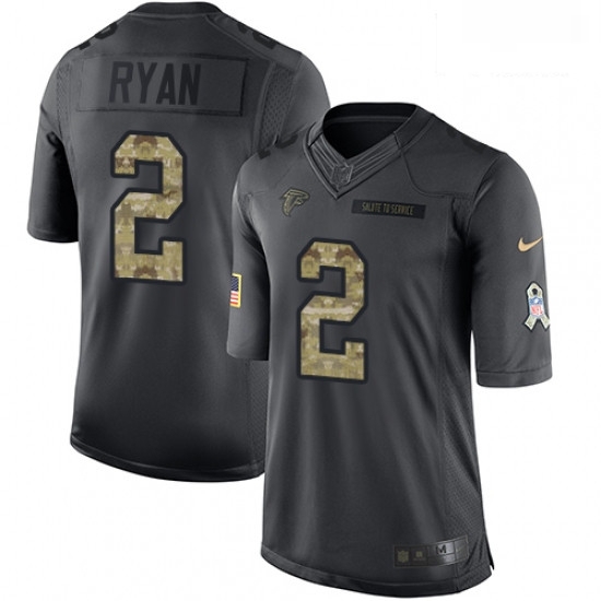 Men Nike Atlanta Falcons 2 Matt Ryan Limited Black 2016 Salute to Service NFL Jersey Men Nike Atlanta Falcons 2 Matt Ryan Limited Black 2016 Salute to Service NFL Jersey