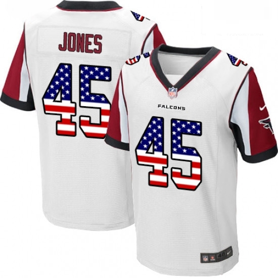 Men Nike Atlanta Falcons 45 Deion Jones Elite White Road USA Flag Fashion NFL Jersey Men Nike Atlanta Falcons 45 Deion Jones Elite White Road USA Flag Fashion NFL Jersey