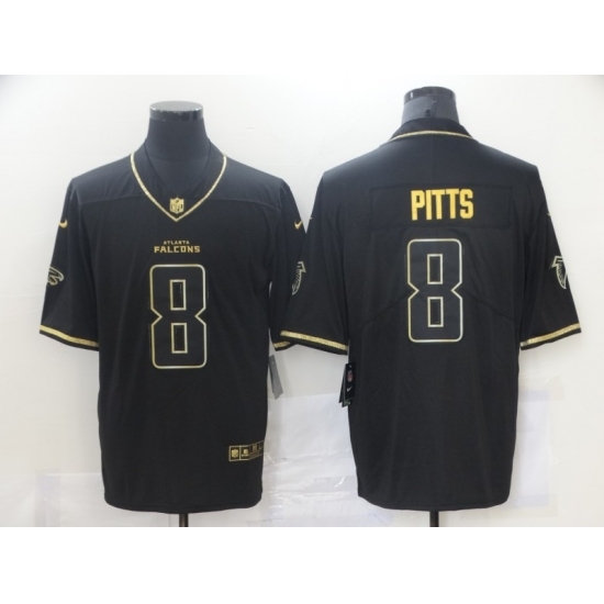 Men's Atlanta Falcons #8 Kyle Pitts Nike Black Gold 2021 Draft First Round Pick Limited Jersey Men's Atlanta Falcons #8 Kyle Pitts Nike Black Gold 2021 Draft First Round Pick Limited Jersey