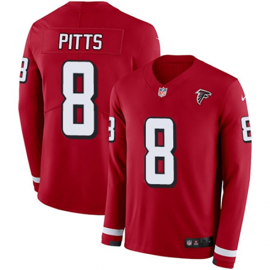 Nike Atlanta Falcons 8 Kyle Pitts Red Team Color Men Stitched NFL Limited Therma Long Sleeve Jersey Nike Atlanta Falcons 8 Kyle Pitts Red Team Color Men Stitched NFL Limited Therma Long Sleeve Jersey