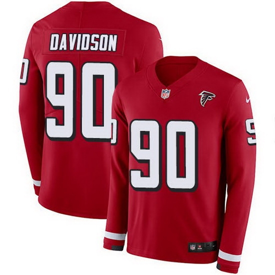 Nike Falcons 90 Marlon Davidson Red Team Color Men Stitched NFL Limited Therma Long Sleeve Jersey Nike Falcons 90 Marlon Davidson Red Team Color Men Stitched NFL Limited Therma Long Sleeve Jersey