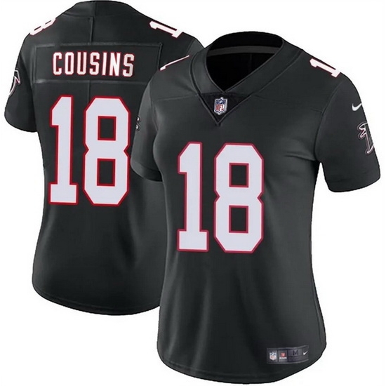 Women Atlanta Falcons 18 Kirk Cousins Black 2023 Stitched Jersey Women Atlanta Falcons 18 Kirk Cousins Black 2023 Stitched Jersey