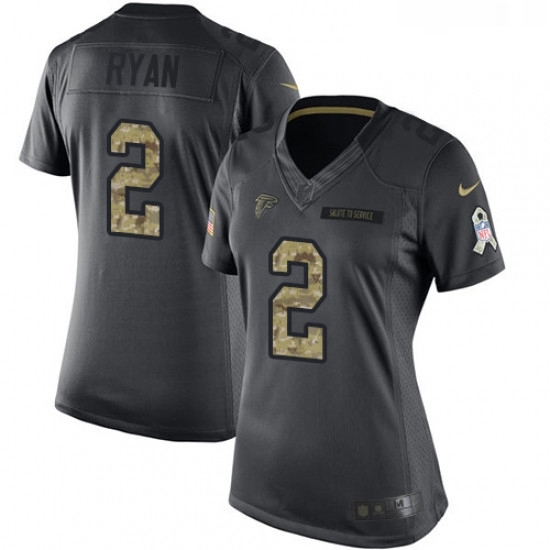 Womens Nike Atlanta Falcons 2 Matt Ryan Limited Black 2016 Salute to Service NFL Jersey Womens Nike Atlanta Falcons 2 Matt Ryan Limited Black 2016 Salute to Service NFL Jersey