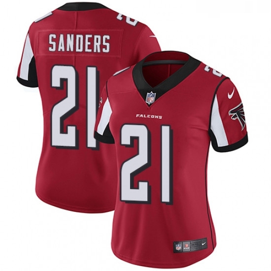 Womens Nike Atlanta Falcons 21 Deion Sanders Elite Red Team Color NFL Jersey