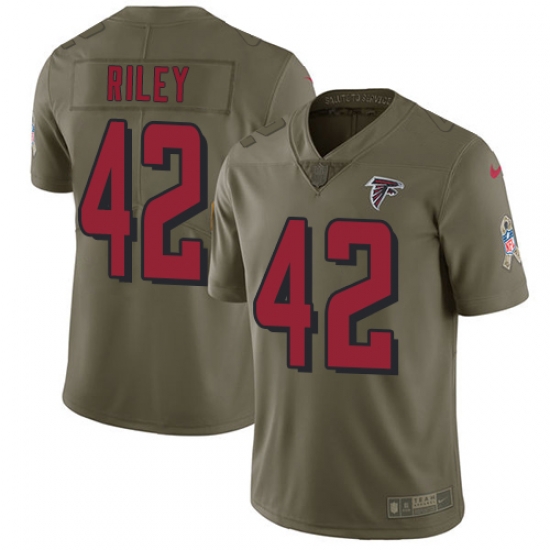 Youth Nike Falcons #42 Duke Riley Olive Stitched NFL Limited 2017 Salute to Service Jersey Youth Nike Falcons #42 Duke Riley Olive Stitched NFL Limited 2017 Salute to Service Jersey