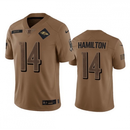 Men Baltimore Ravens 14 Kyle Hamilton 2023 Brown Salute To Service Limited Jersey Men Baltimore Ravens 14 Kyle Hamilton 2023 Brown Salute To Service Limited Jersey