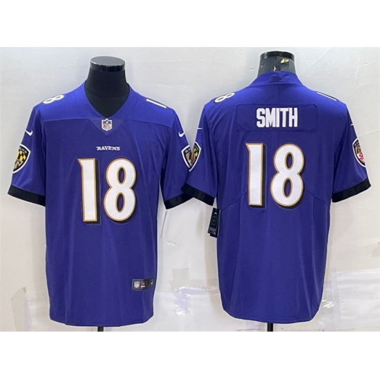 Men Baltimore Ravens 18 Roquan Smith Purple Vapor Untouchable Limited Stitched Jersey Men Baltimore Ravens 18 Roquan Smith Purple Vapor Untouchable Limited Stitched Jersey