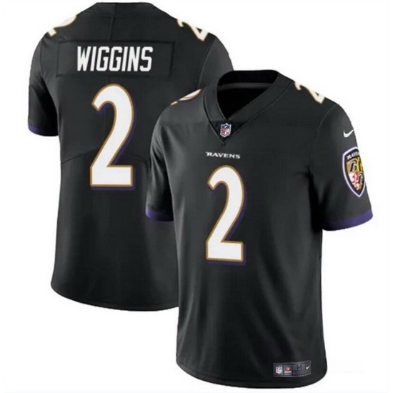 Men Baltimore Ravens 2 Nate Wiggins Black 2024 Draft Vapor Limited Football Jersey Men Baltimore Ravens 2 Nate Wiggins Black 2024 Draft Vapor Limited Football Jersey