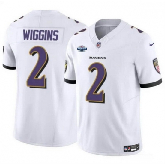 Men Baltimore Ravens 2 Nate Wiggins White 2024 With Dradt Patch F U S E Vapor Limited Football Jersey Men Baltimore Ravens 2 Nate Wiggins White 2024 With Dradt Patch F U S E Vapor Limited Football Jersey