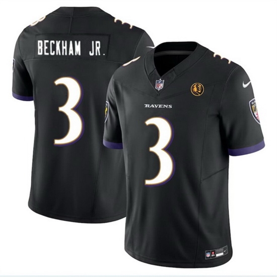 Men Baltimore Ravens 3 Odell Beckham Jr Black 2023 F U S E With John Madden Patch Vapor Limited Football Jersey Men Baltimore Ravens 3 Odell Beckham Jr Black 2023 F U S E With John Madden Patch Vapor Limited Football Jersey