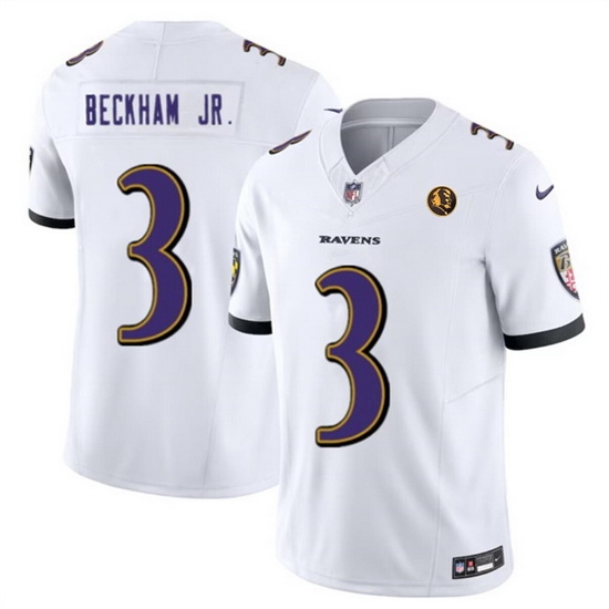 Men Baltimore Ravens 3 Odell Beckham Jr White 2023 F U S E With John Madden Patch Vapor Limited Football Jersey Men Baltimore Ravens 3 Odell Beckham Jr White 2023 F U S E With John Madden Patch Vapor Limited Football Jersey