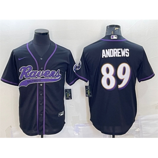 Men Baltimore Ravens 89 Mark Andrews Black With Patch Cool Base Stitched Baseball Jersey Men Baltimore Ravens 89 Mark Andrews Black With Patch Cool Base Stitched Baseball Jersey