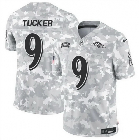 Men Baltimore Ravens 9 Justin Tucker 2024 F U S E Arctic Camo Salute To Service Limited Stitched Football Jersey Men Baltimore Ravens 9 Justin Tucker 2024 F U S E Arctic Camo Salute To Service Limited Stitched Football Jersey
